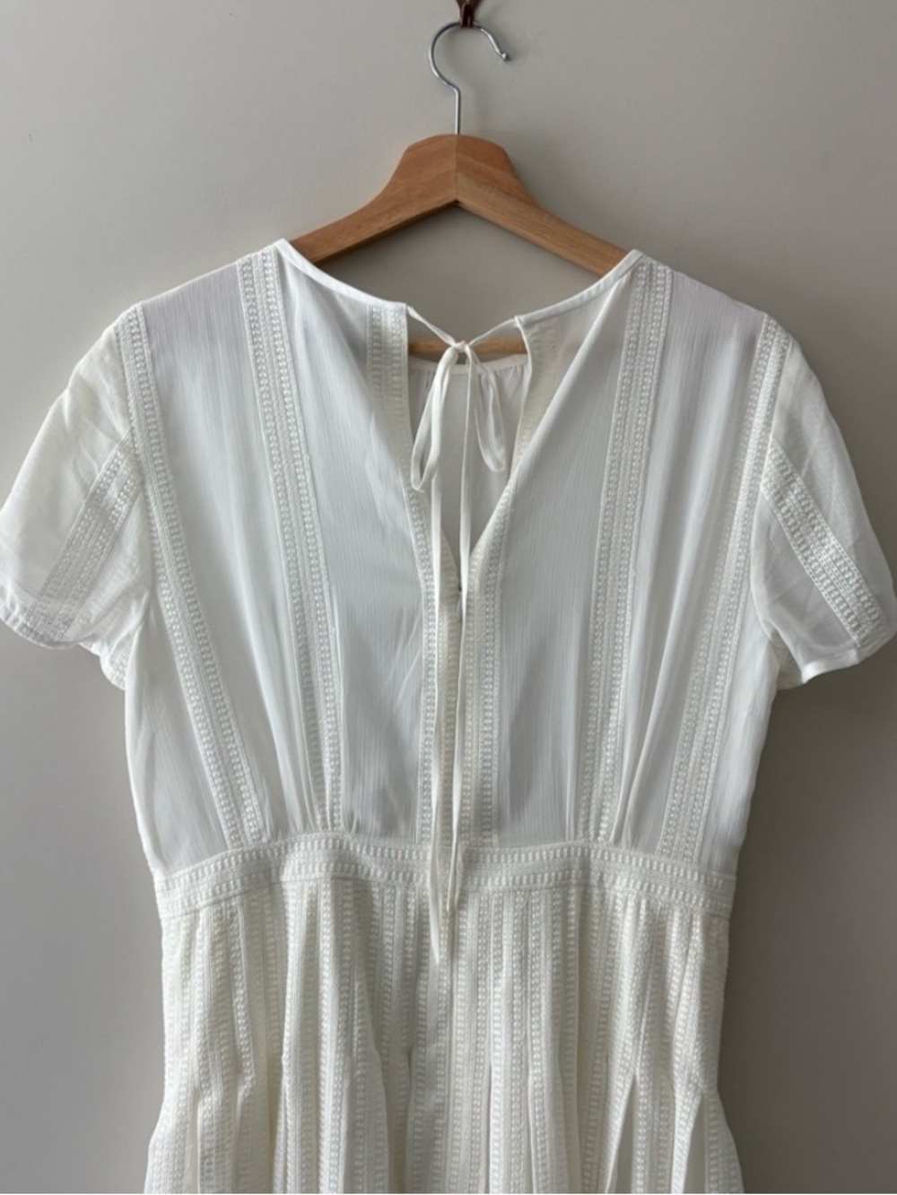 J.Crew Ivory Embroidered Midi Chiffon Fit and Flare Dress Size 10 - Picture 5 of 10